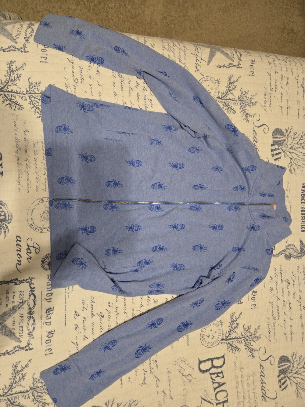 Lilly Pulitzer Blue Pineapple Print Zip-Up Jacket